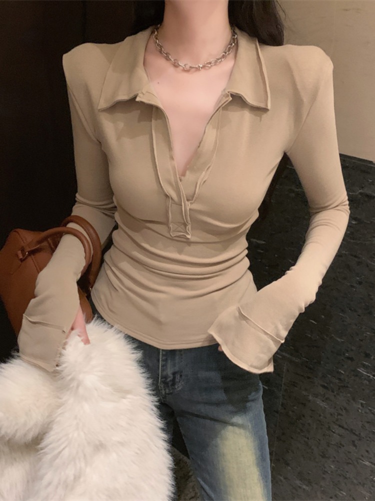 Slim Fit Long Sleeve V-Neck  C - T Shirt Tight Fit recension och pris