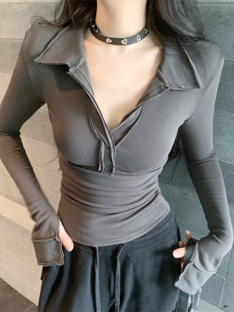 Slim Fit Long Sleeve V-Neck  C - T Shirt Tight Fit recension och pris
